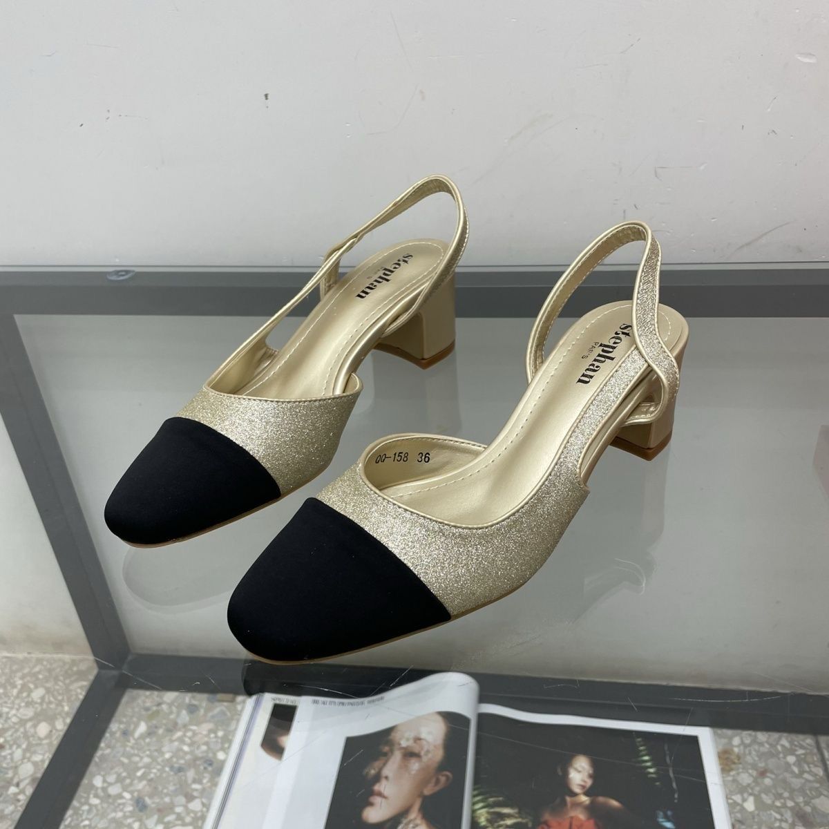 FN MIDI SHOE( BLACK AND GOLD)