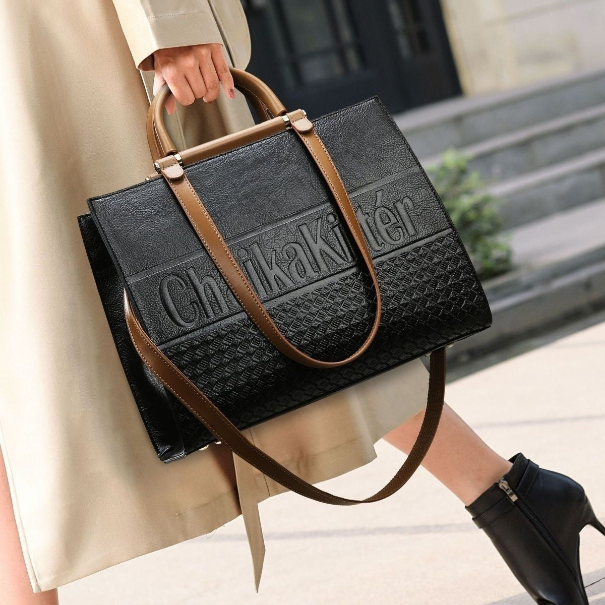 FN HANDBAG(BLACK/BROWN)