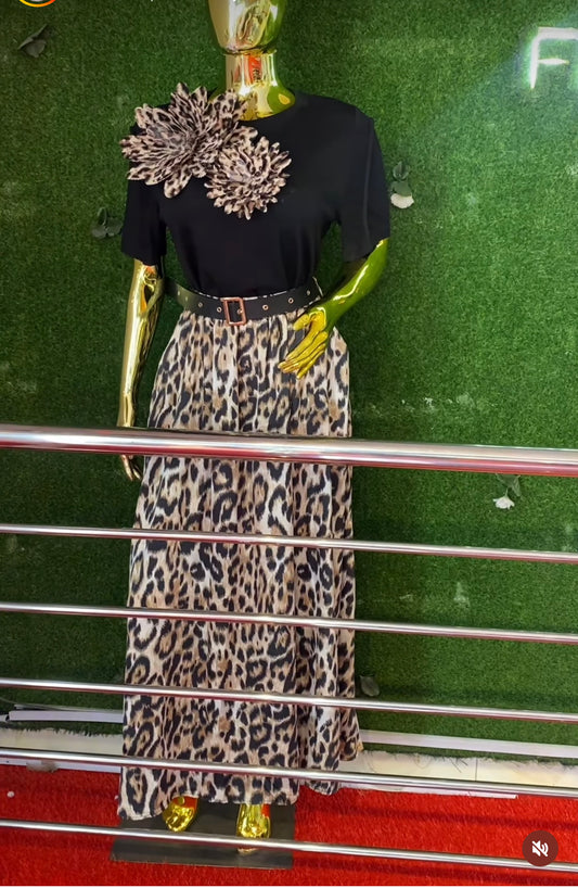 FN TWO PIECES SKIRT (BLACK & ANIMAL SKIN)