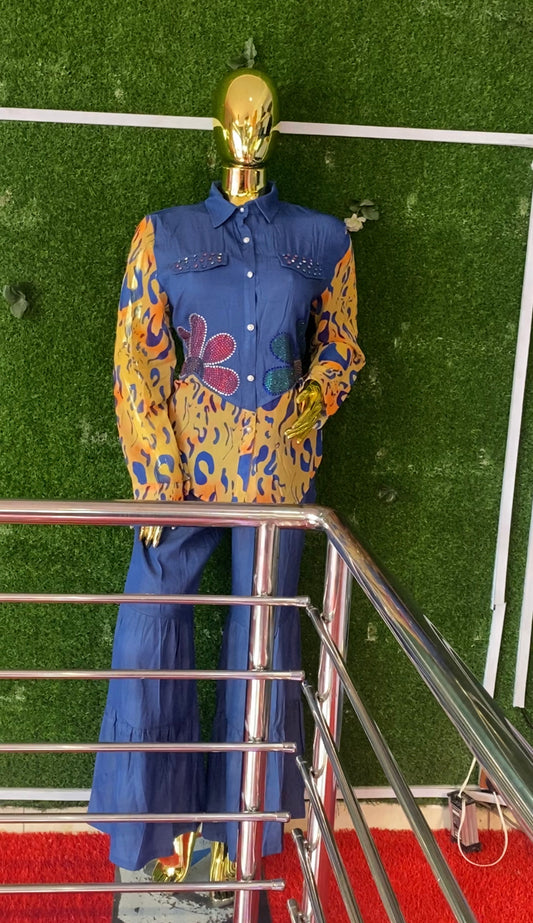 FN 2PCS PANT (YELLOW AND BLUE)