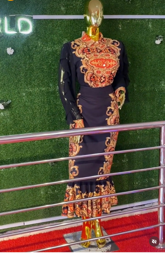 FN 2PCS SKIRT(BLACK AND YELLOW)