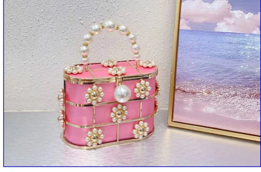 Pink beaded party purse